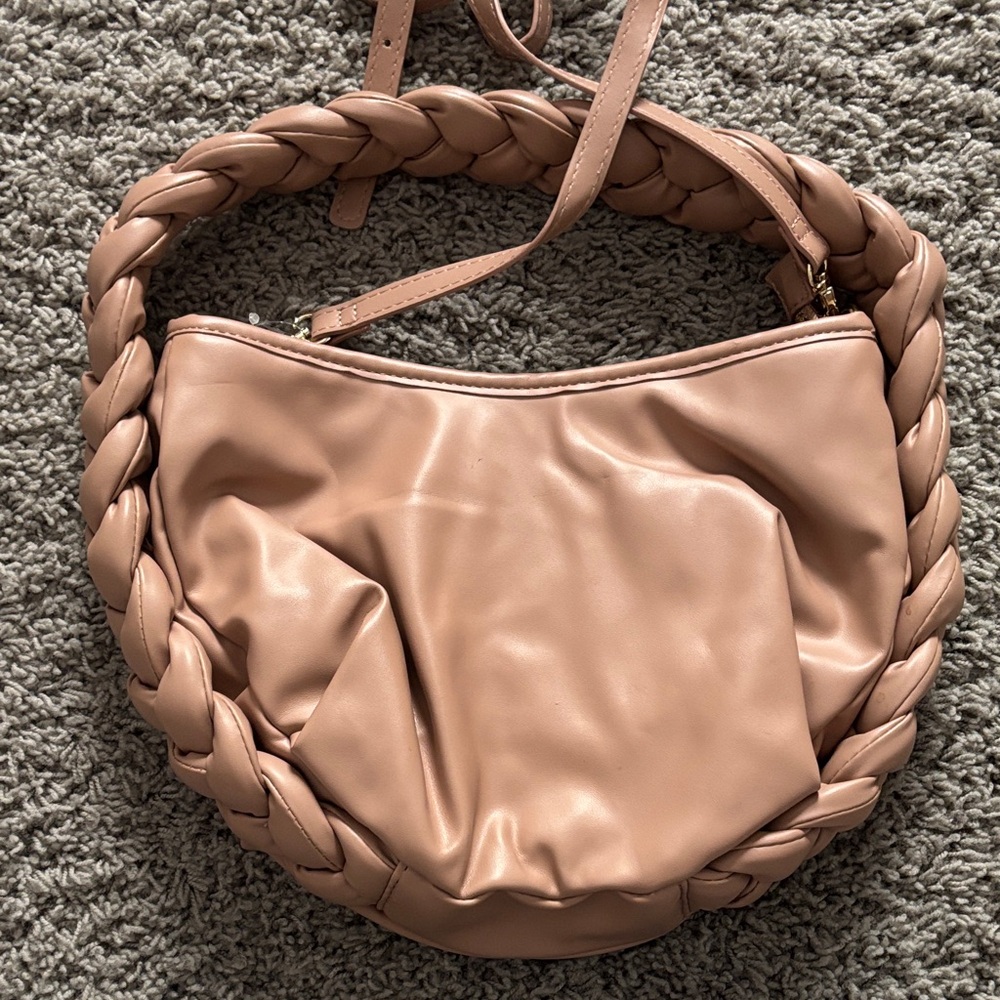 Madden NYC Luxurious Braided Handle Hobo Bag in Nude - Picture 5 of 10